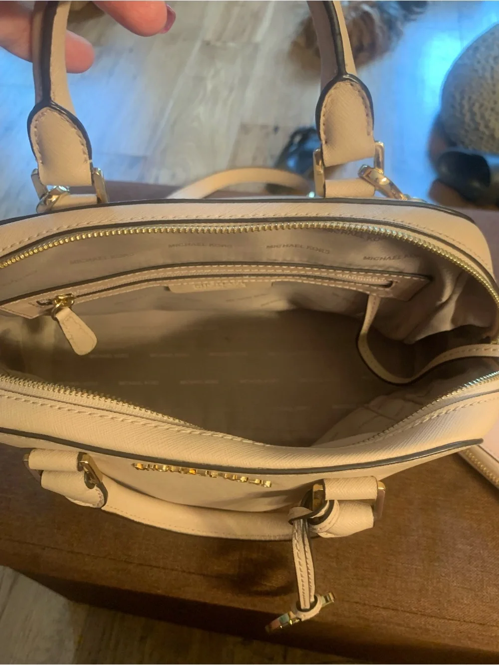 Michael Kors Blush Pink Saffiano Dome Satchel with Zip Wallet